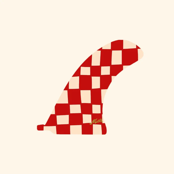 Tracer 9.75 inch Sunday Picnic longboard fin red checker design