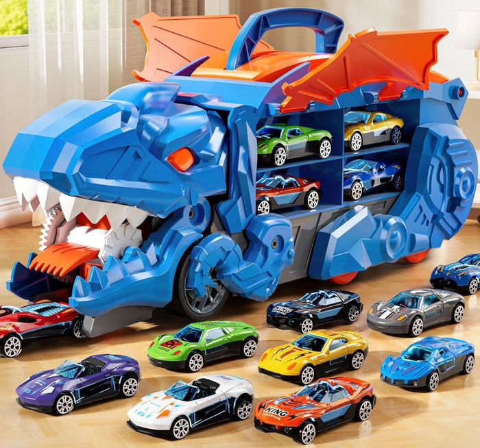 Truck Car Dinosaur Transport Carrier With 12 Small Cars