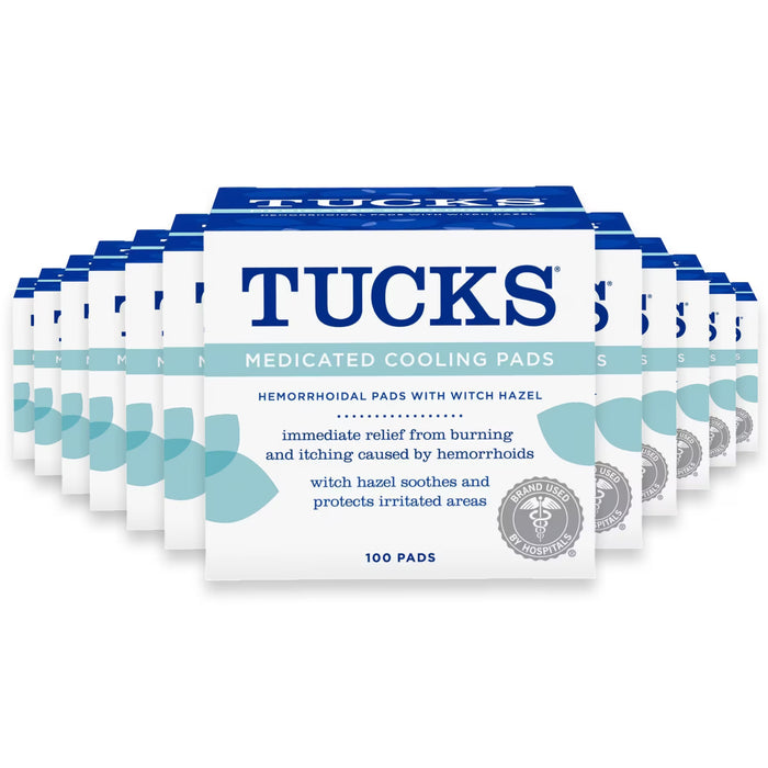 TUCKS Medicated Cooling Pads with Witch Hazel, 100 Ct - 12 Pack