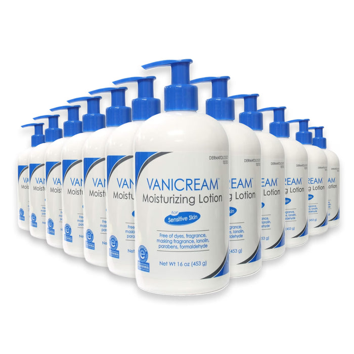 Vanicream Moisturizing Lotion for Sensitive Skin with Pump, Fragrance-Free, 16 oz - 12 Pack