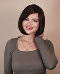 vegan fiber bob with side bangs wig - 10" brown.