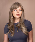 vegan fiber layered wig 23" ash blonde.