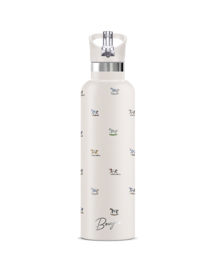 VEREDUS II Horse Motif Cream | 25 oz Insulated Water Bottle