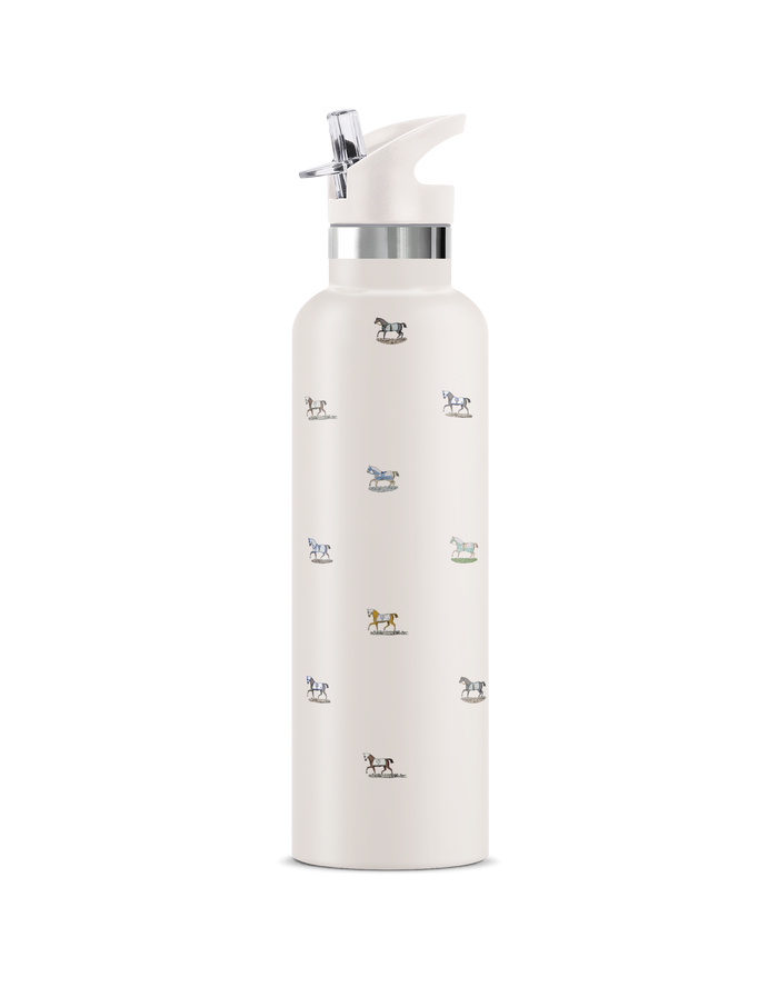 VEREDUS II Horse Motif Cream | 25 oz Insulated Water Bottle