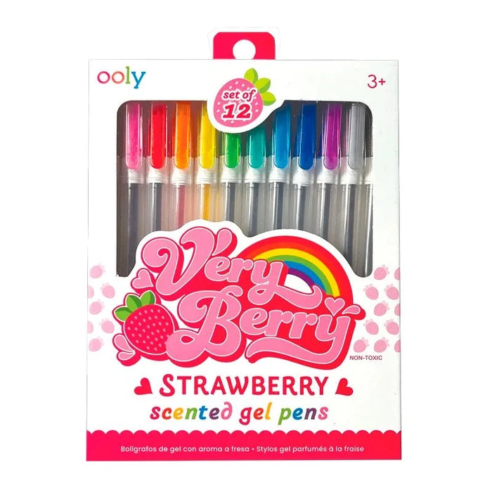 Very Berry Strawberry Scented Gel Pens For Kids - 12pcs