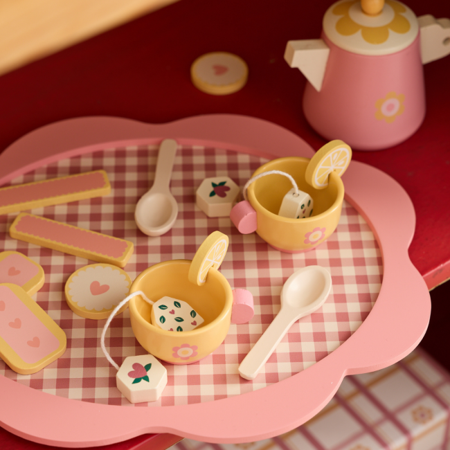 Wooden Toy - Pink Tea Set - Lifestyle Cut