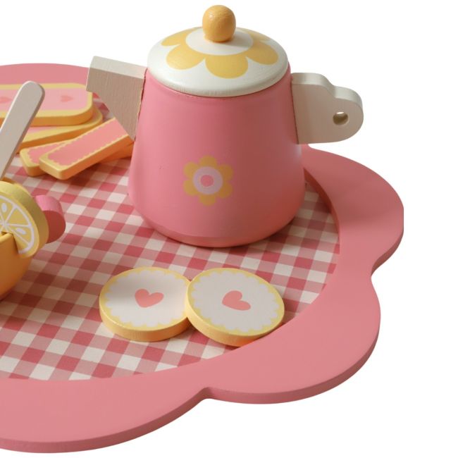 Wooden Toy - Pink Tea Set - Tea Close Up